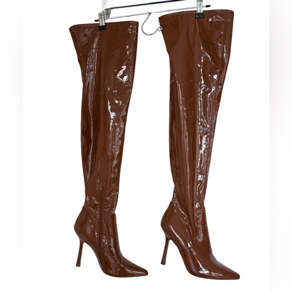 Steve Madden Glossy Brown Over-the-Knee Boots 9.5